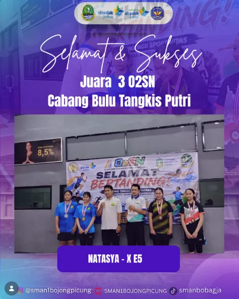 Juara 3 O2SN Cabang Bulu Tangkis Putri 🏸✨